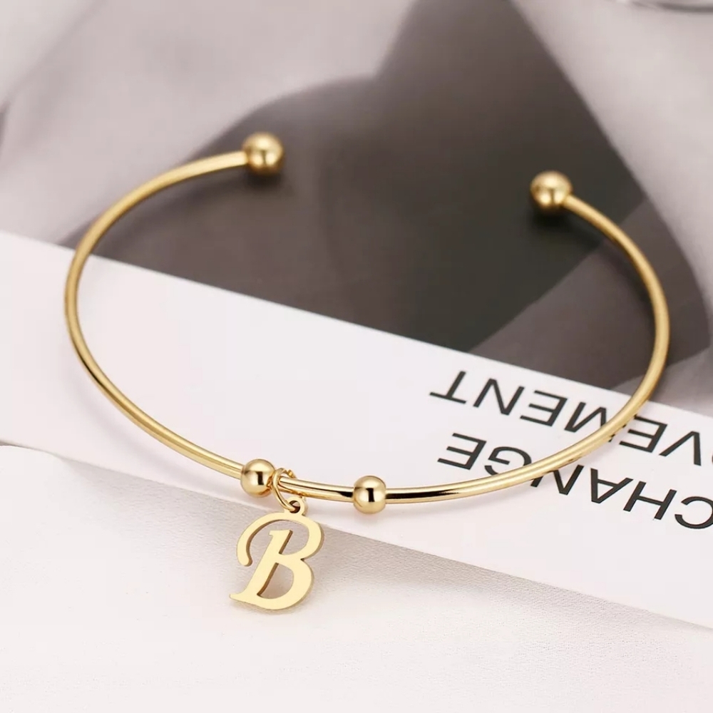 New Open Initial Letter Gold Bracelet Bangle
